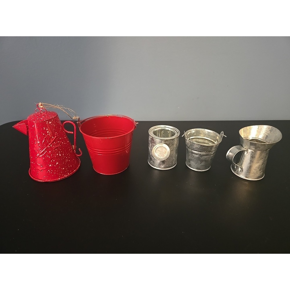 Tin‎ Mini Milk Cans Flour Shifter Pitcher Christmas Ornaments Crafting